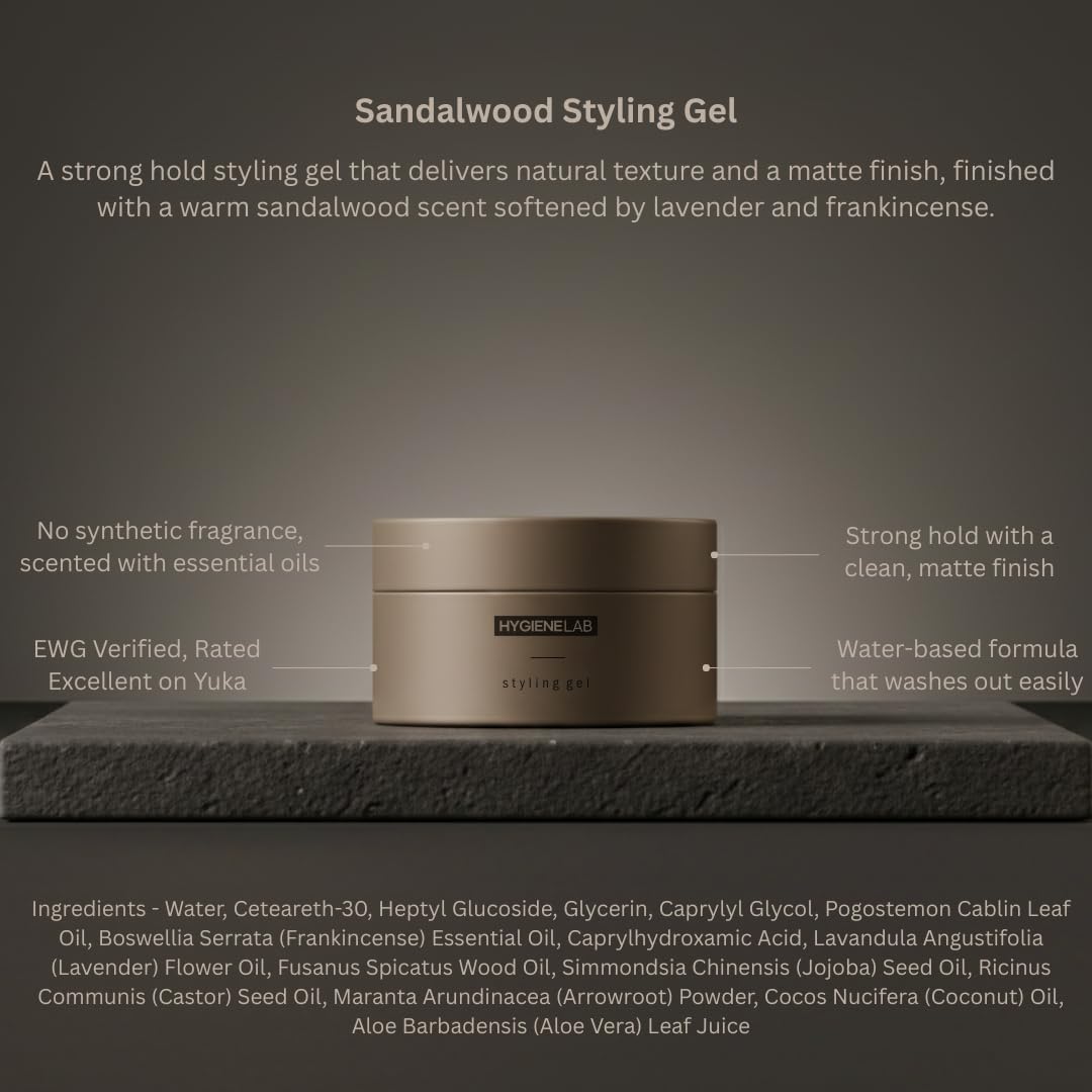 HygieneLab sandalwood scent enhances grooming with subtle masculine aroma.