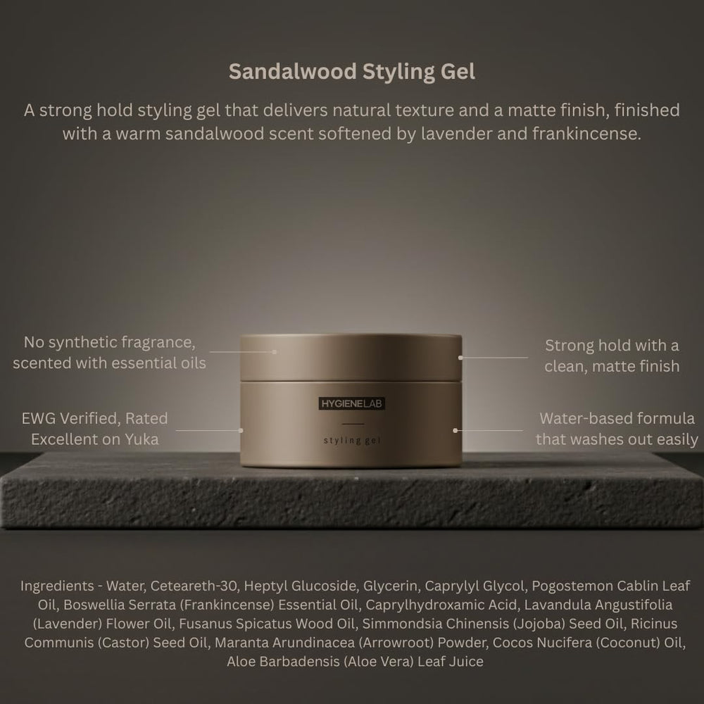 HygieneLab sandalwood scent enhances grooming with subtle masculine aroma.