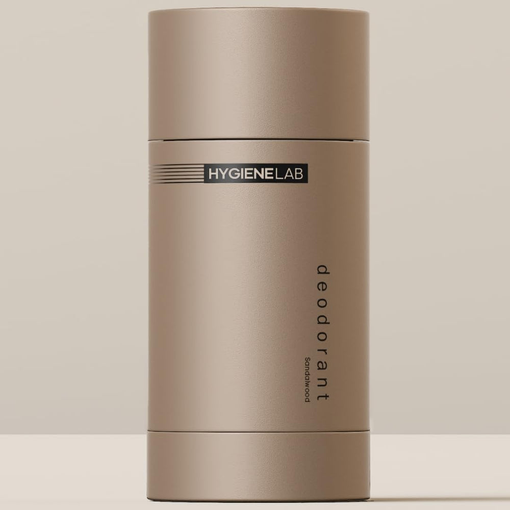HygieneLab Men's Deodorant bottle with sandalwood scent and aluminum-free protection