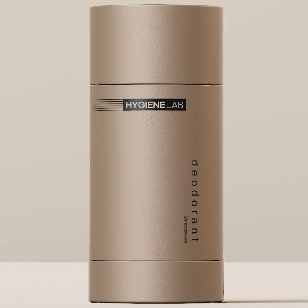 HygieneLab Men's Deodorant bottle with sandalwood scent and aluminum-free protection