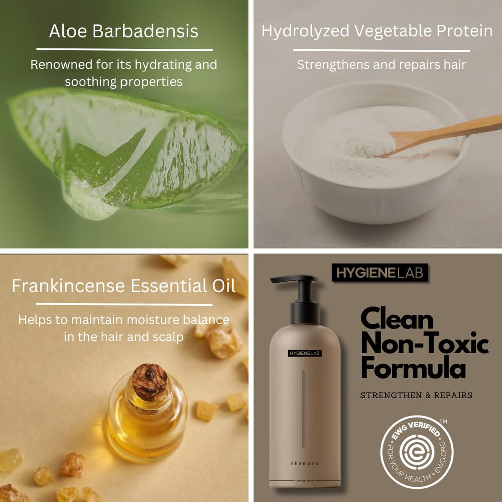 HygieneLab Mens Shampoo panthenol vitamin detail on packaging.