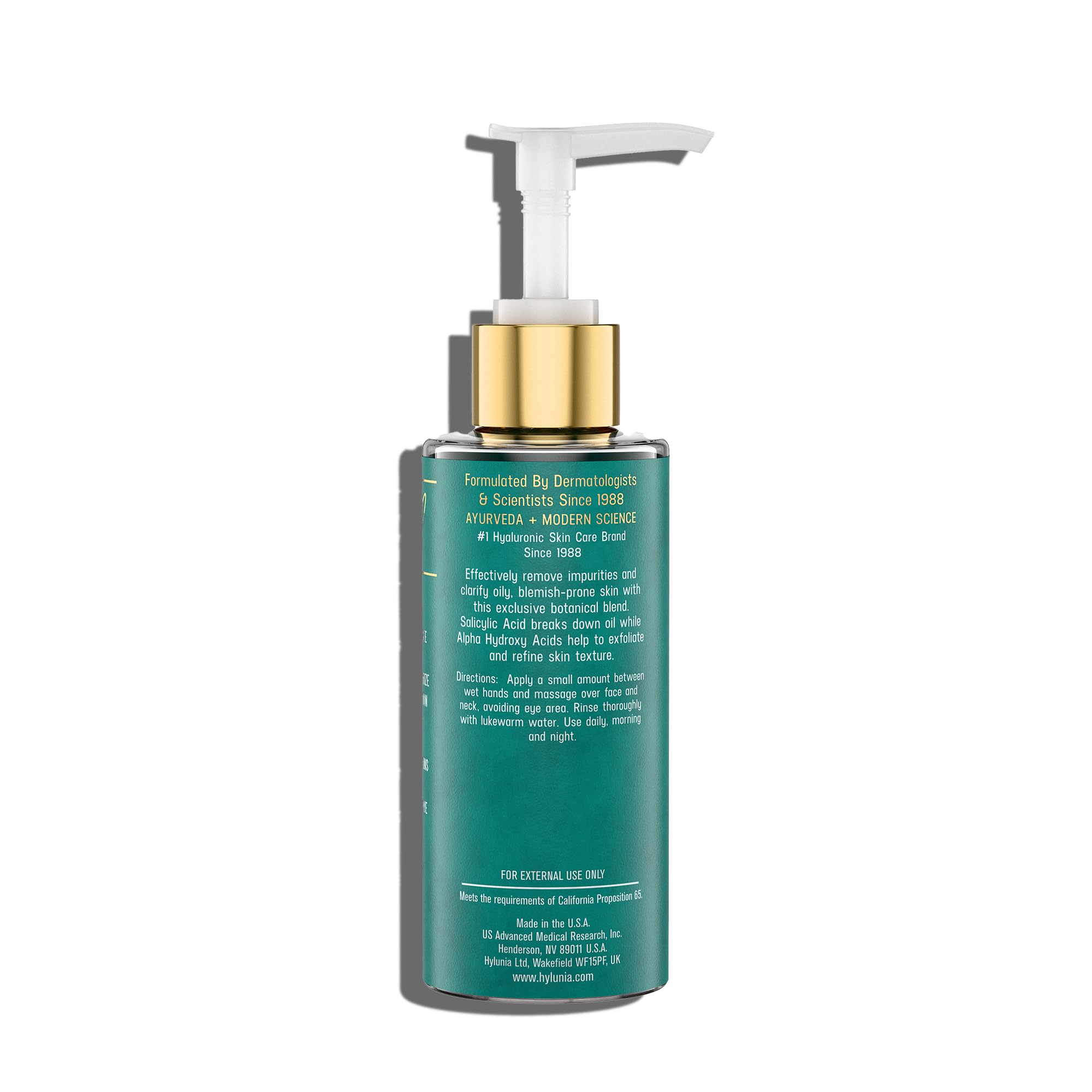 Hylunia Salicylic Facial Cleansing Gel foaming lather image highlights gentle daily cleansing.