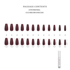 Close-up of Hypnaughty maroon xtreme matte coffin nails velvety finish.