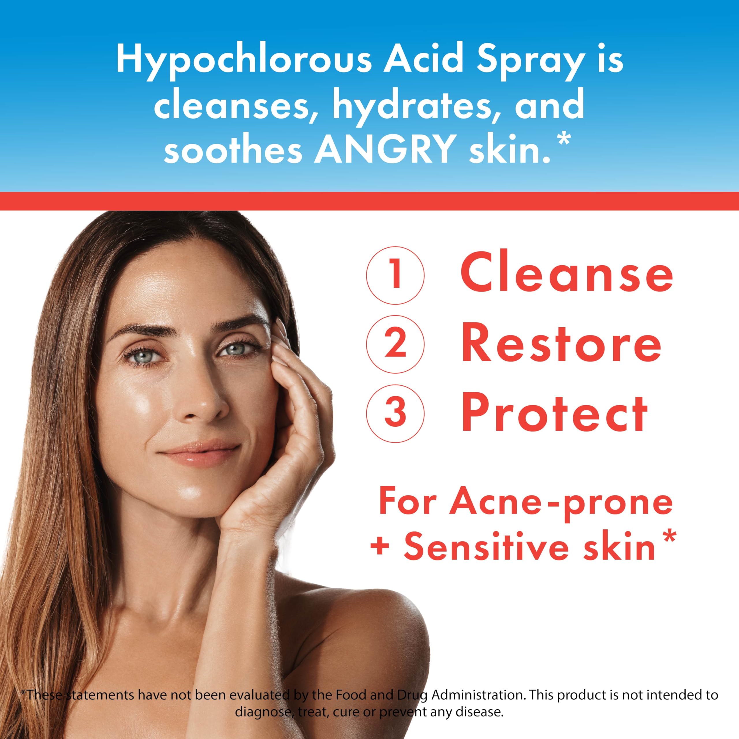 User applying HypoClear spray to eyelids for gentle refreshment.