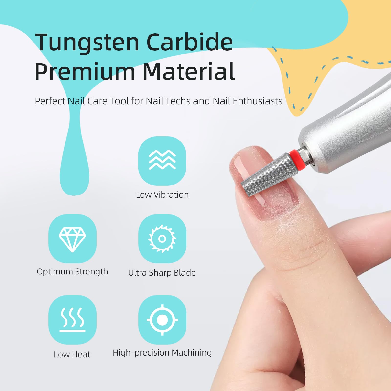 HYTOOS tungsten carbide nail bit close-up highlights smooth filing and durability