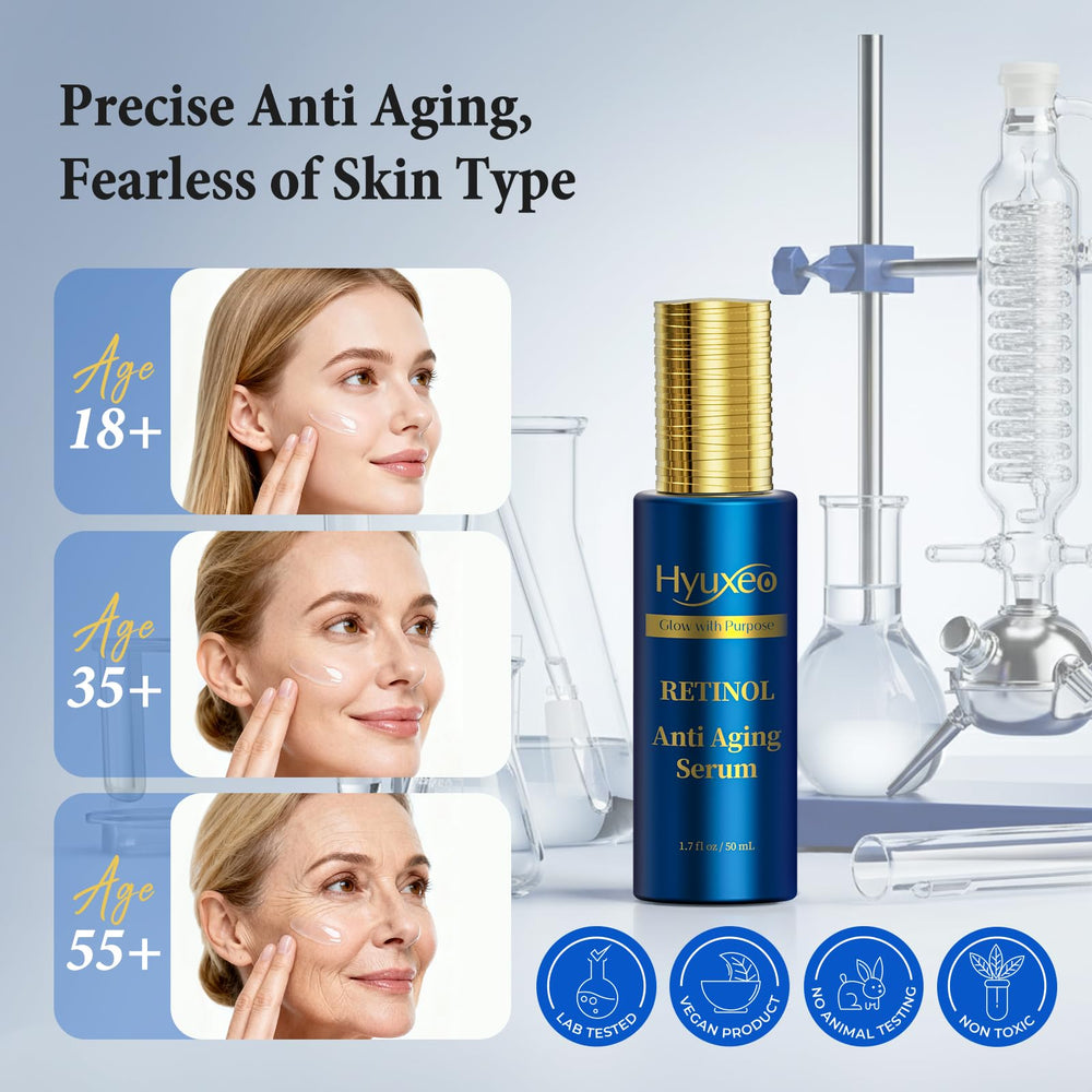Hyuxeo serum application on cheek shows smooth texture.