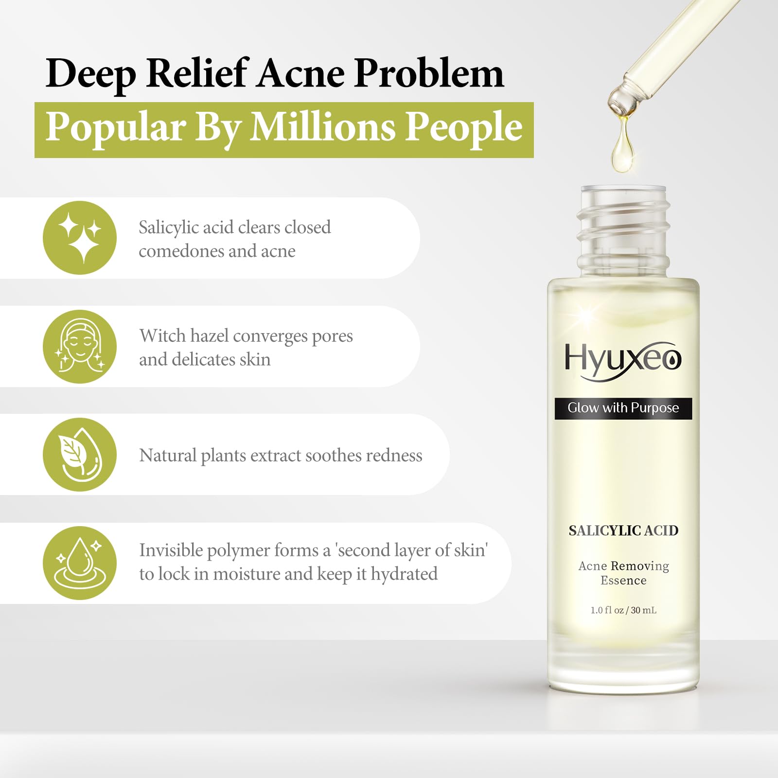 Hyuxeo pore cleansing action targets clogged pores for smoother skin.