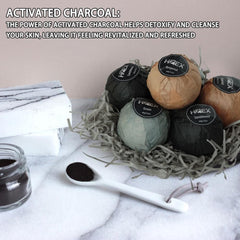 HZEX Charcoal Bath Bombs fizz in warm bath with soothing aroma.
