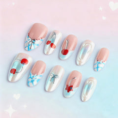 HZJXRT 3D bow-tie nails in cherry for dramatic style and easy glam