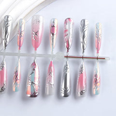 HZJXRT almond medium nails with glossy pink gradient for versatile day-to-night style.