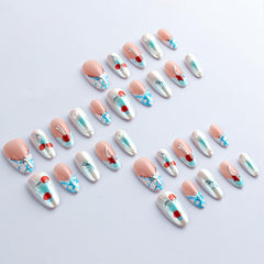 HZJXRT blue gradient French tips with chic shimmer