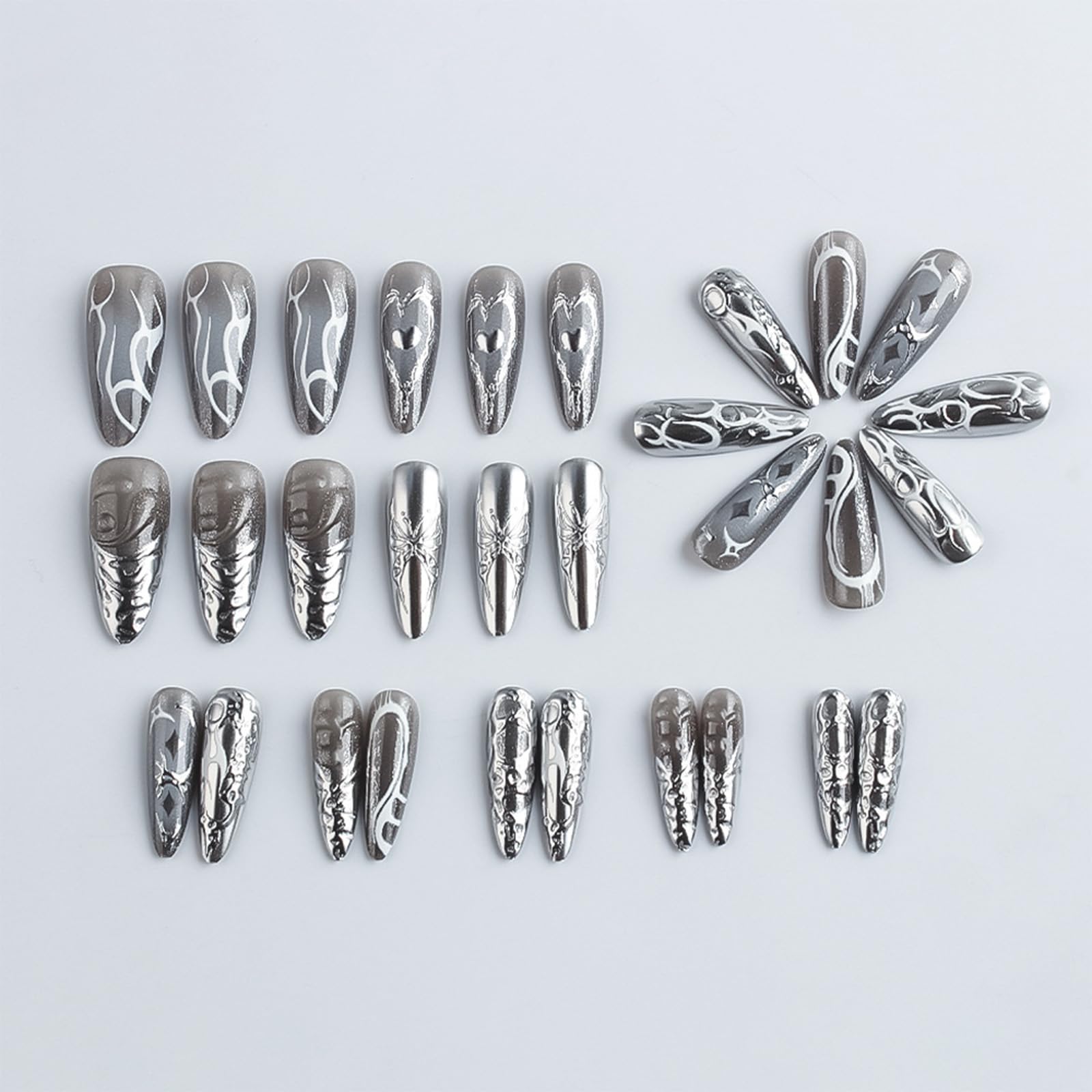 HZJXRT complete manicure kit includes nails, glue stickers, file, and stick.