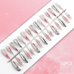 HZJXRT nail kit includes glue stickers and file for quick application.