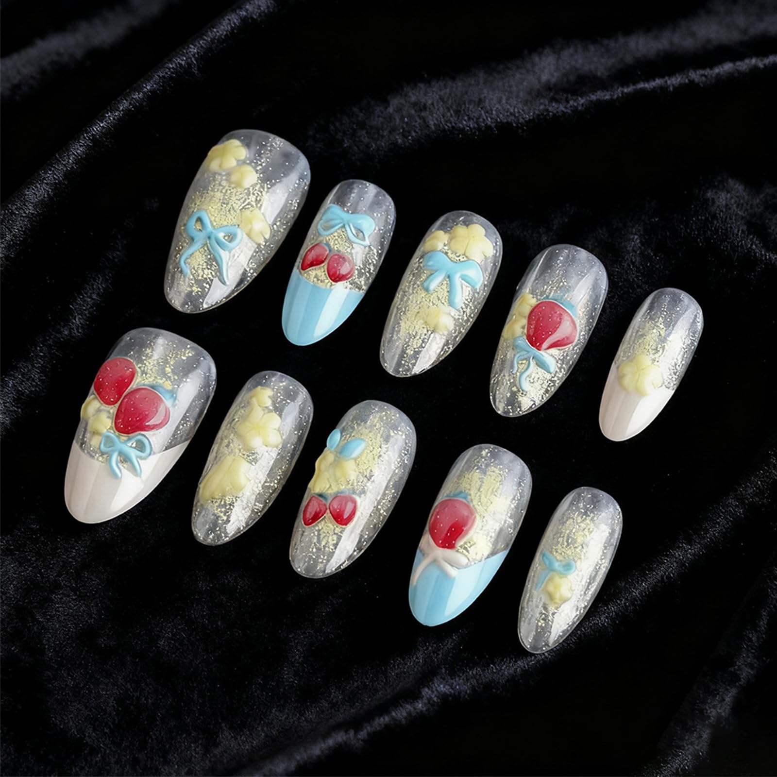HZJXRT strawberry 3D nails design for easy at-home glamour and festive style