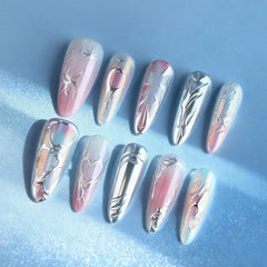 HZJXRT valentines 3D love heart press-on nails for a chic, easy-to-apply look.