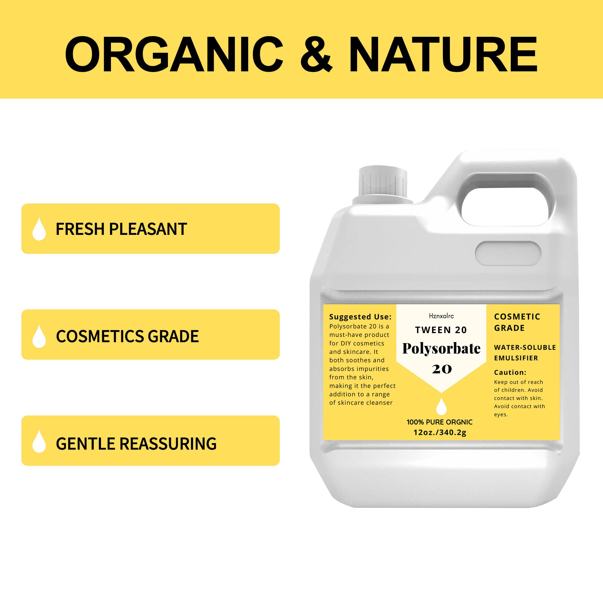 Hznxolrc Polysorbate-20 liquid clarity enhances creamy lotions and cleansers