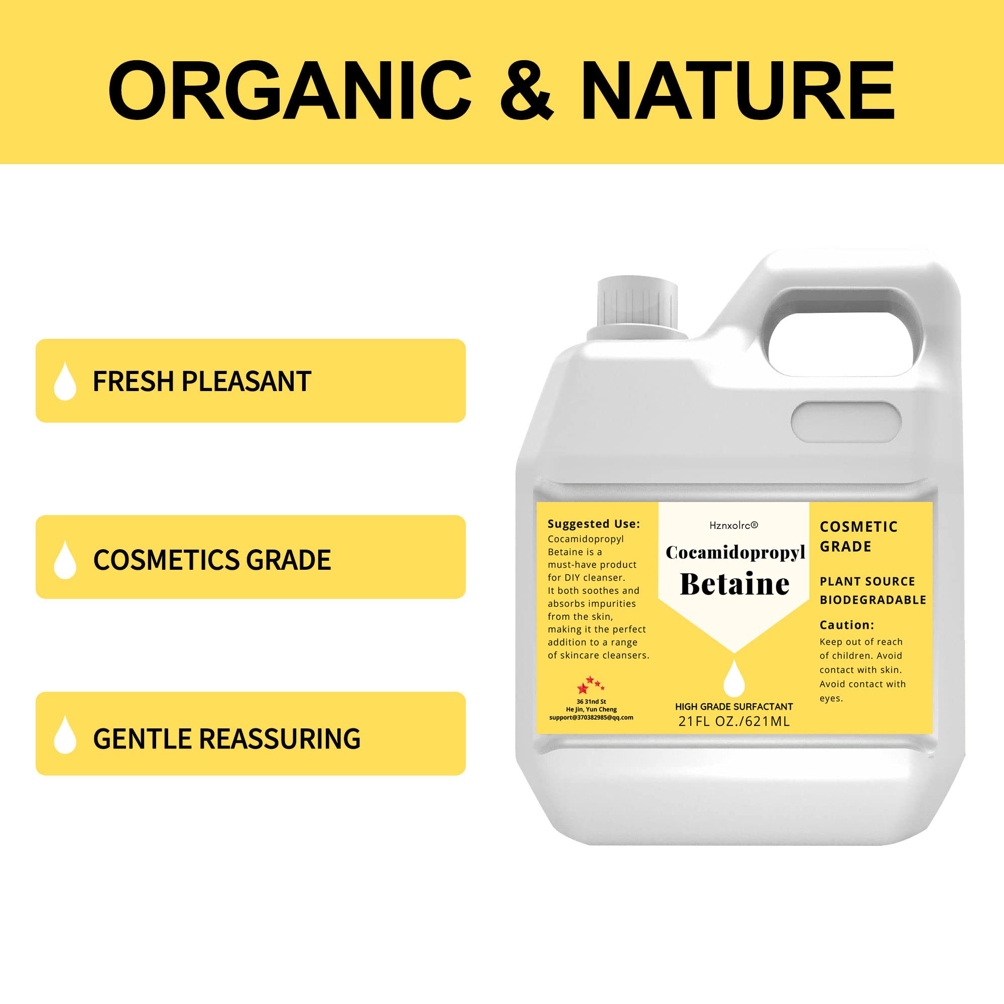 Hznxolrc Premium Coco Betaine foam demonstrates luxurious lather for cleansers.