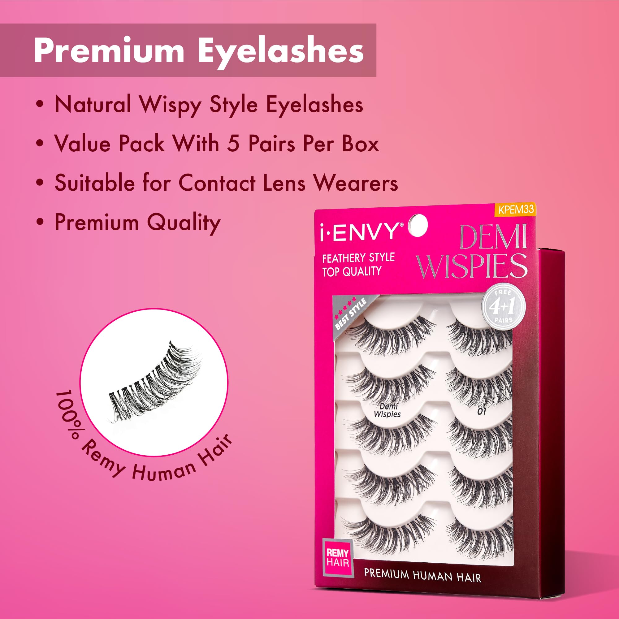 i•ENVY Demi Wispies six-pack eye close-up highlighting feathered volume