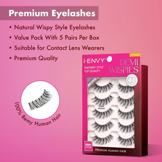i•ENVY Demi Wispies six-pack eye close-up highlighting feathered volume
