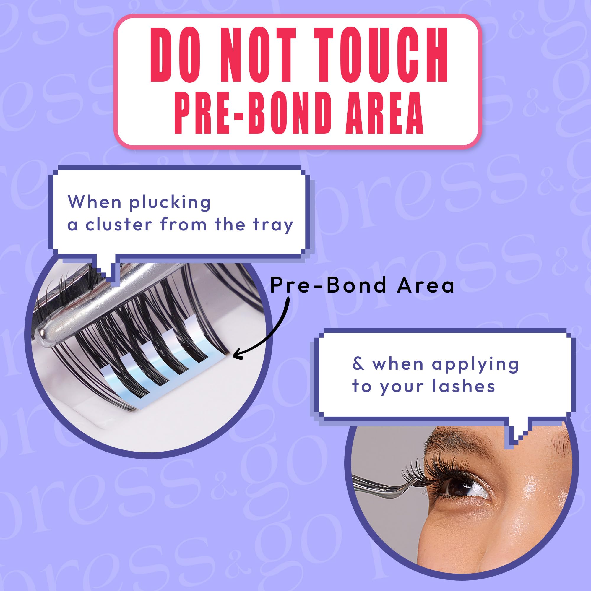 i-ENVY Press&Go lashes application hand demonstrates easy 1-step process.