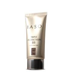 IASO Triple Protection BB Cream SPF30 bottle, velvety finish evens skin tone and protects from daily environmental stress.