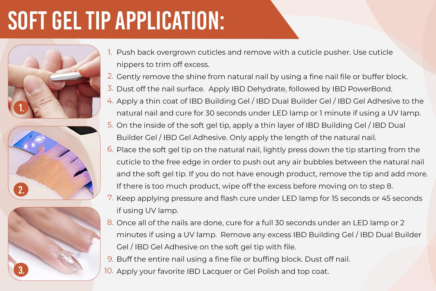 IBD Press-on nails provide secure adhesion for DIY nail art sessions.