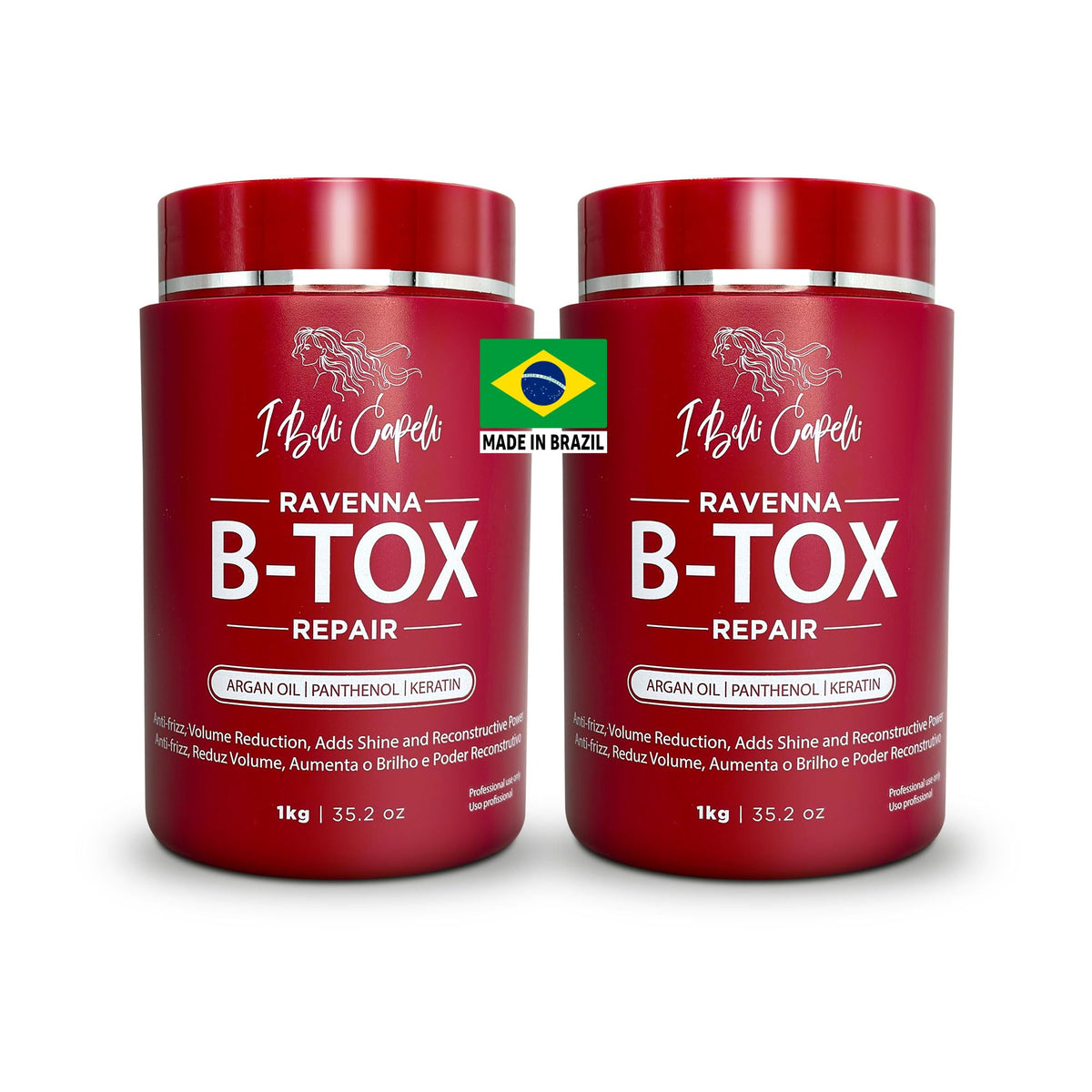I Belli Capelli Ravenna Repair B-tox bottle shown, formaldehyde-free conditioning option