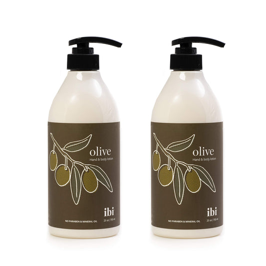 IBI mineral oil free daily moisturizing lotion olive bottle front showing hydration