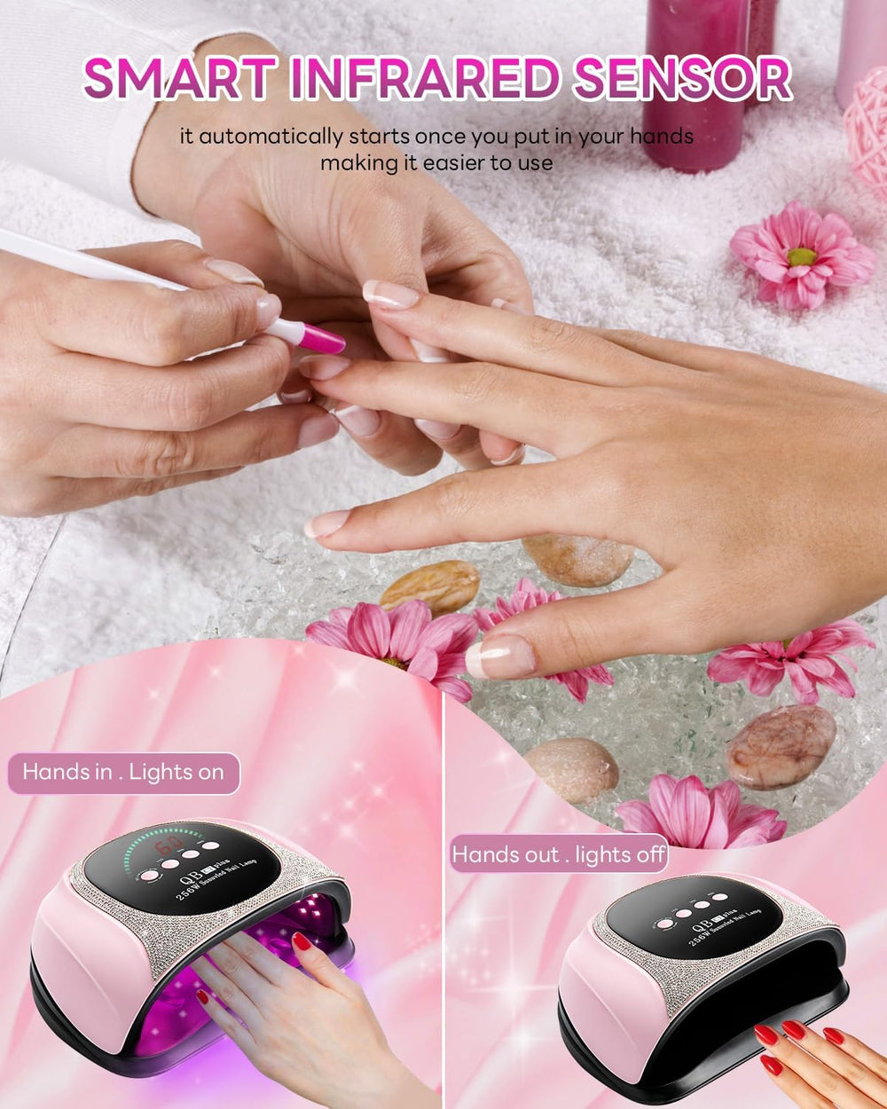 iBigLY UV LED Nail Lamp digital display aids precise timer selection