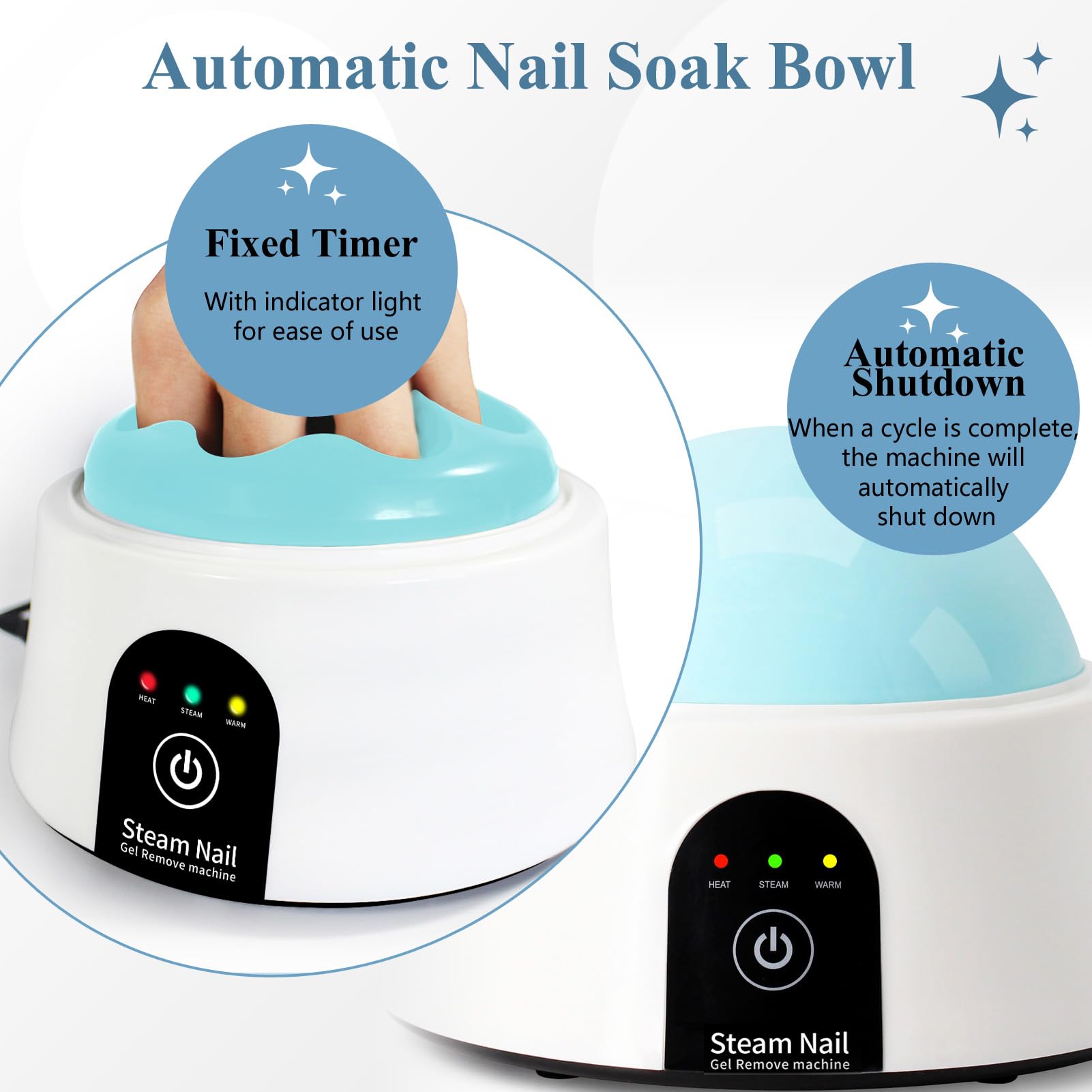 IBN G ISGR-01 blue electric nail soaking bowl with hand inside for easy soaking