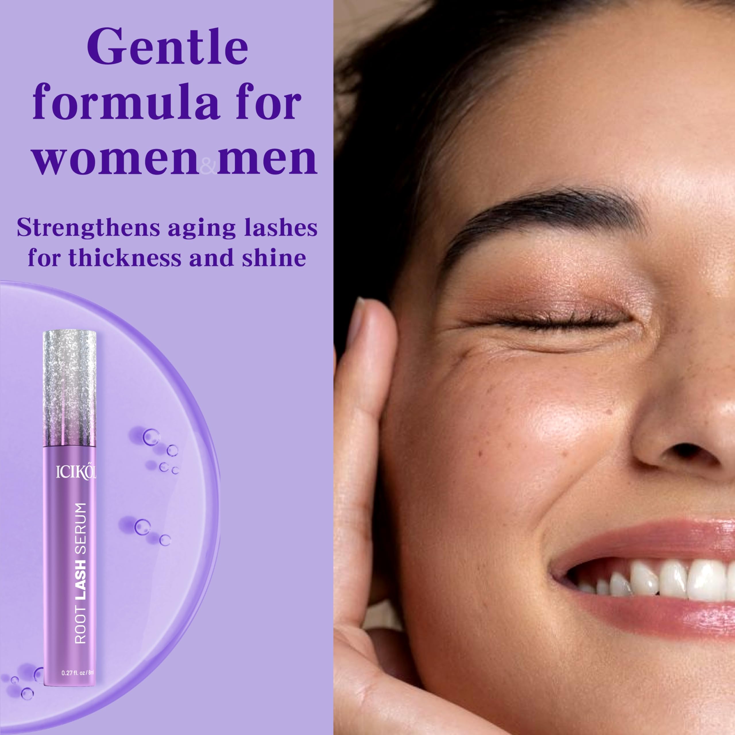 ICIKOL Eyelash Serum vegan-cruelty-free badge signals kinder beauty