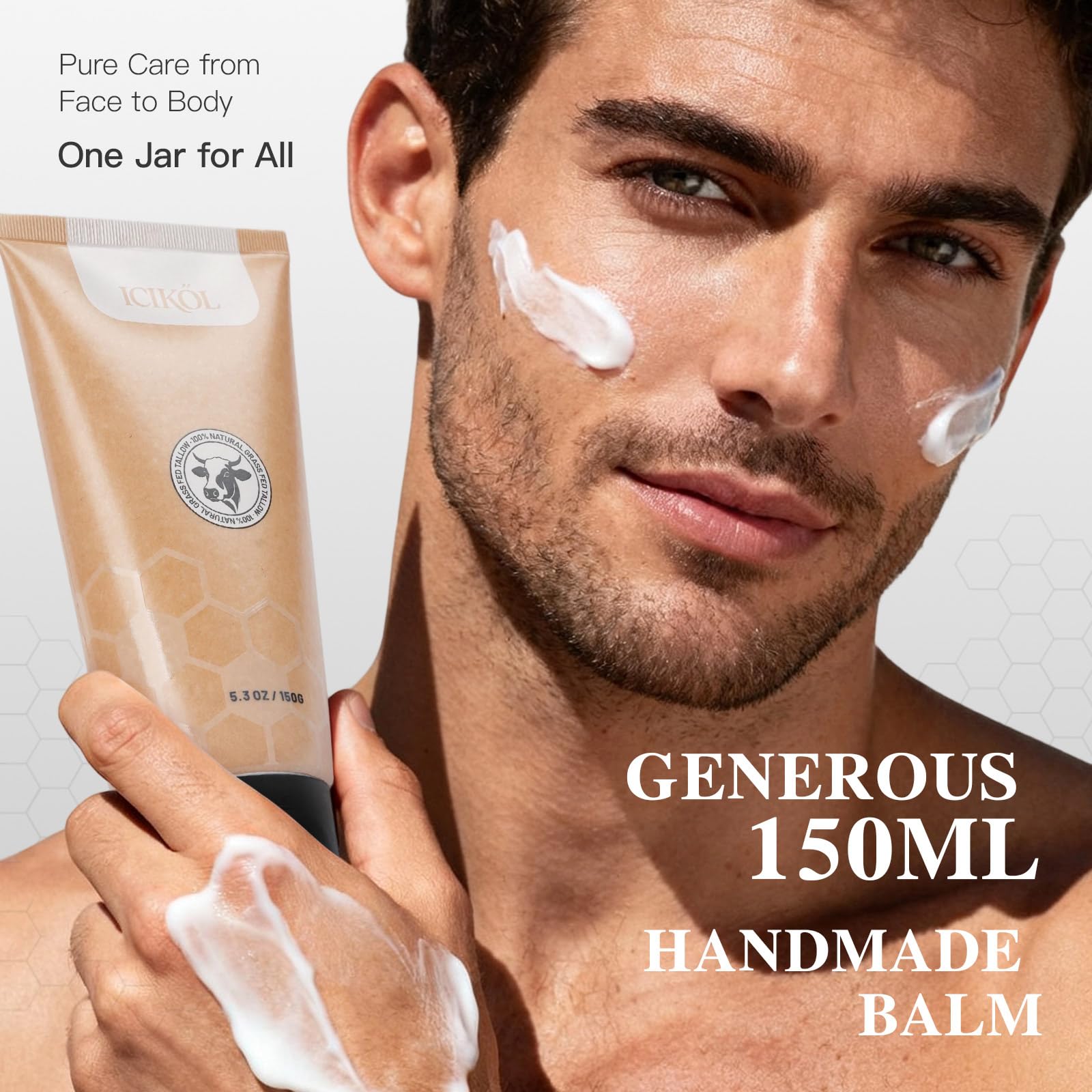 ICIKOL Honey and beef tallow nourish the skin barrier.