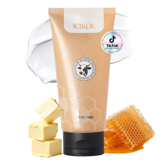 ICIKOL Organic Beef Tallow Honey Balm jar front view for face and body hydration