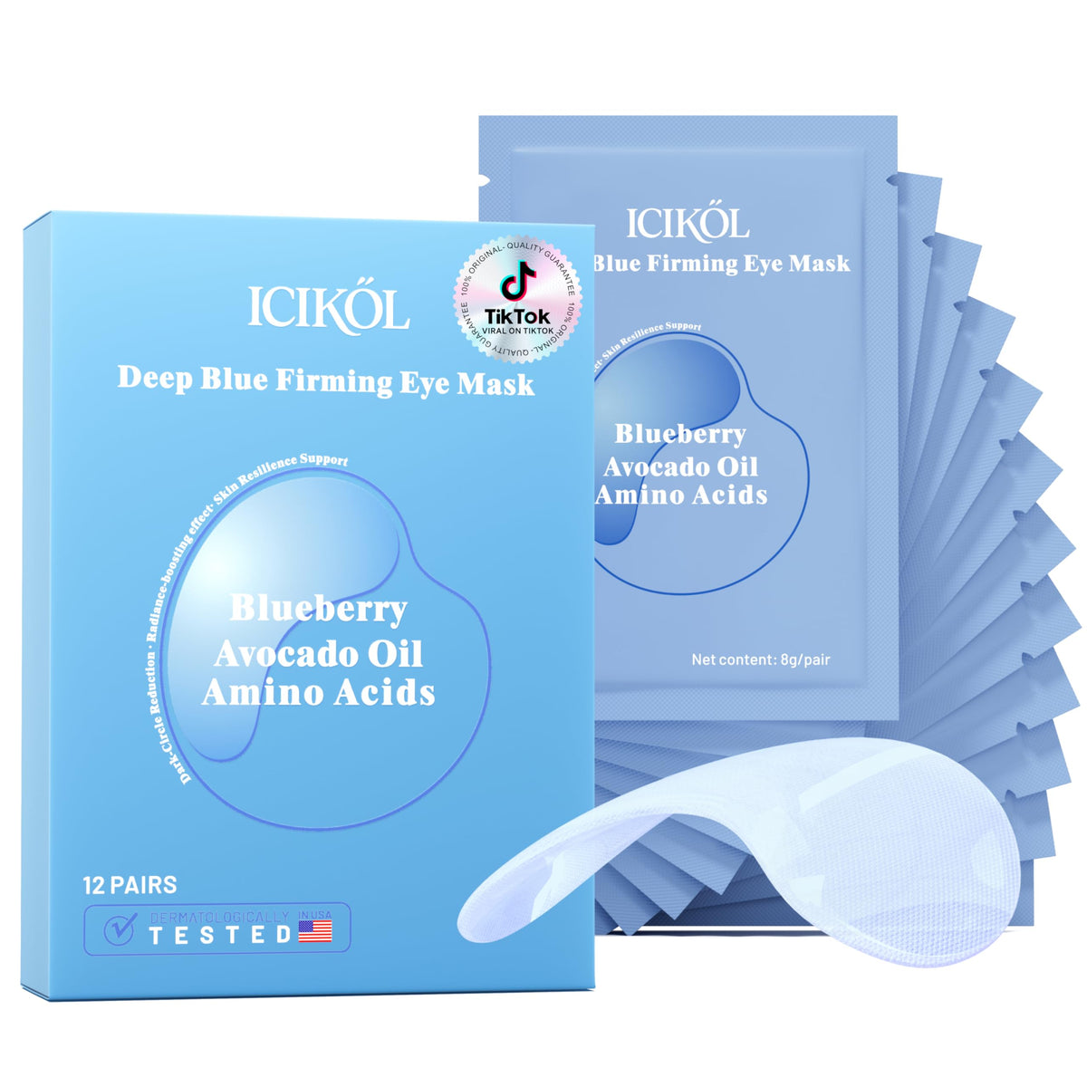 ICIKOL blueberry hydrogel patches hydrate and refresh the under-eye area