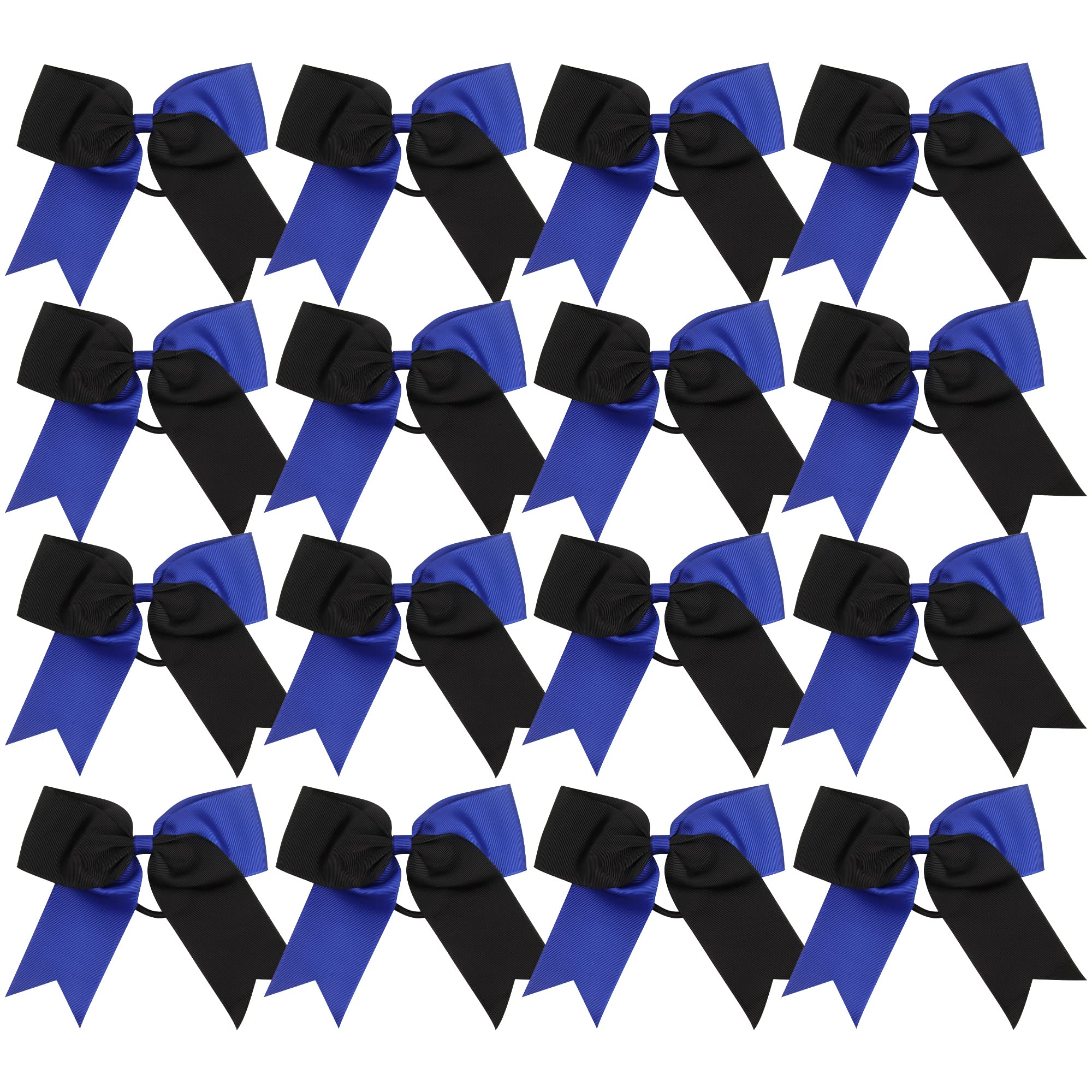 ICObuty Cheer Bows 6-inch pony-tail holder secures hair during cheer routines in Black and Royal Blue.