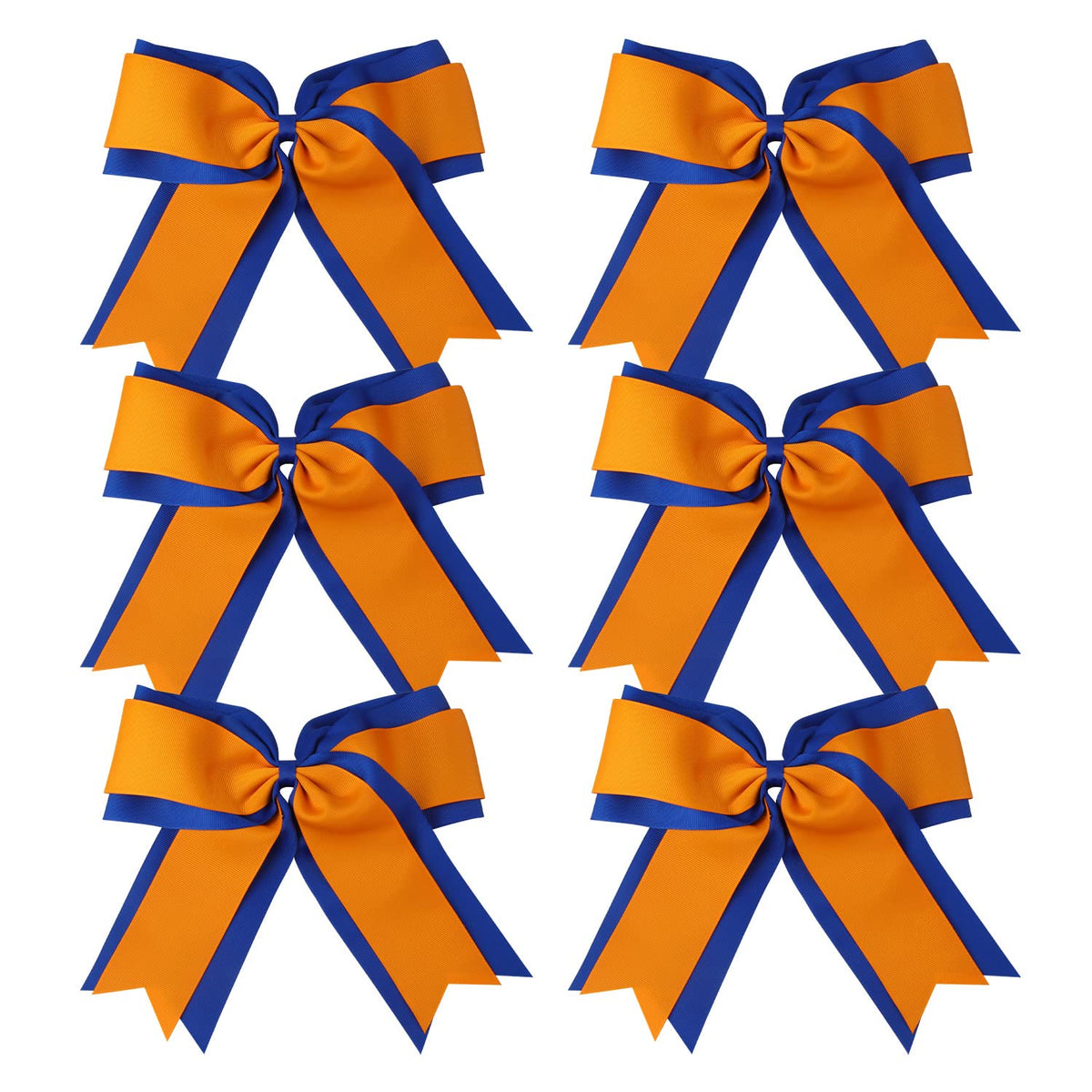 ICObuty Cheerbow 8-inch two-color bow with ponytail holder, ideal for cheer routines and daily wear.