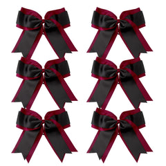 ICObuty Cheerbow maroon and black 8-inch bow with ponytail holder, ideal for school cheer