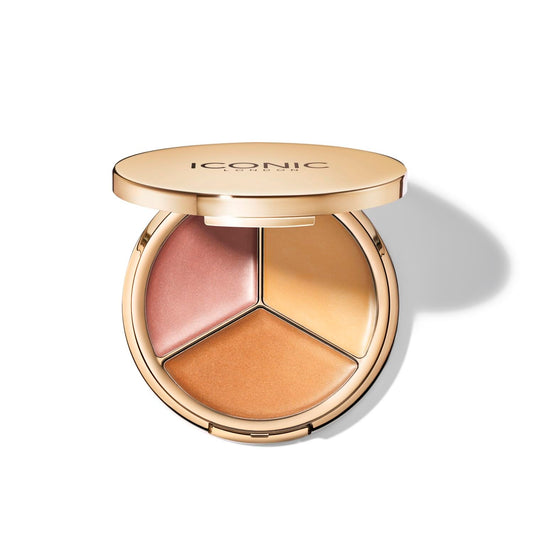 ICONIC LONDON Dewy Glow Highlighter compact front view for a radiant finish