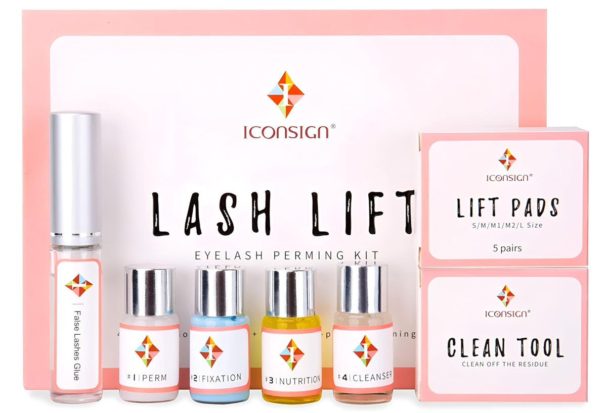 IconSign Lash Lift Kit package with shields and pads for professional results.