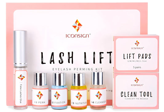 IconSign Lash Lift Kit package with shields and pads for professional results.