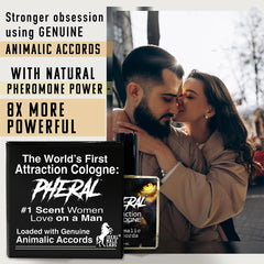 Ideal Male Labs Pheral close-up label emphasizes natural animalic accords for boosted attractiveness