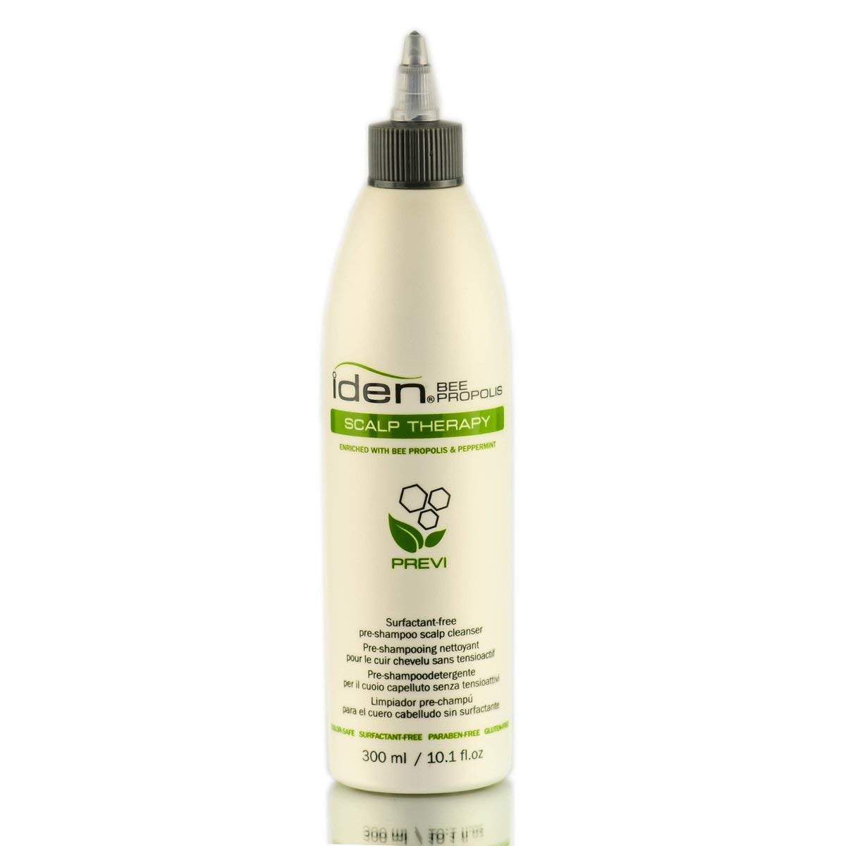 Iden Bee Propolis Scalp Therapy bottle showcases detox cleansing for a balanced, healthy scalp