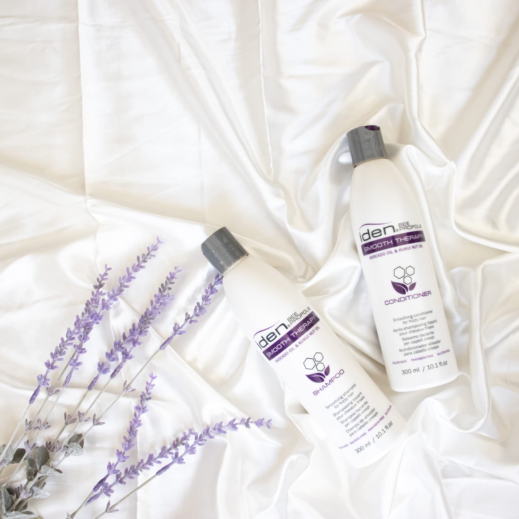 IDEN Bee Propolis Smooth Therapy Shampoo rich lather nourishes hair for smoother manageability.