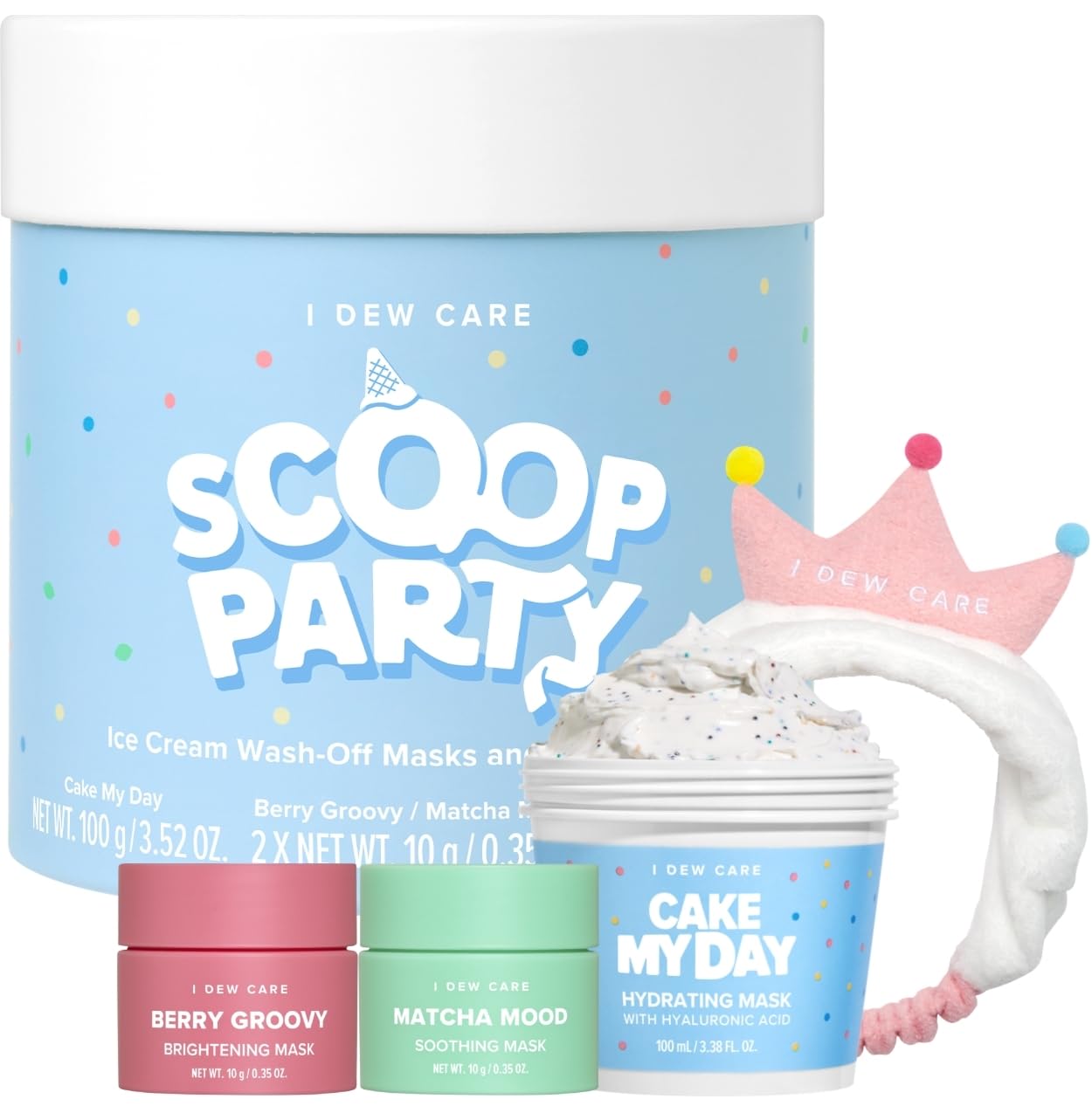 I DEW CARE Scoop Party Cake My Day mask focusing on hydration for a dewy glow