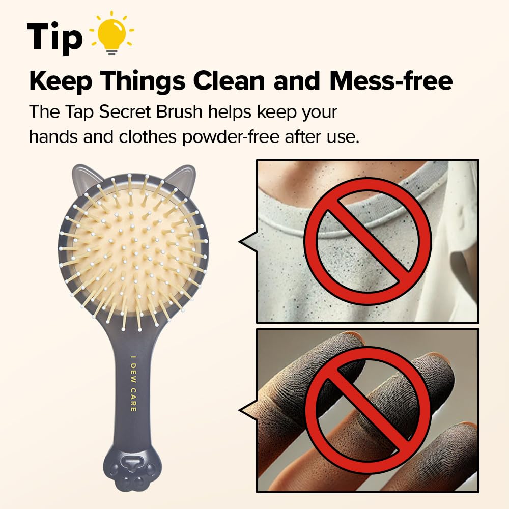Non-aerosol Tap Secret Black dry shampoo for mess-free, convenient use.