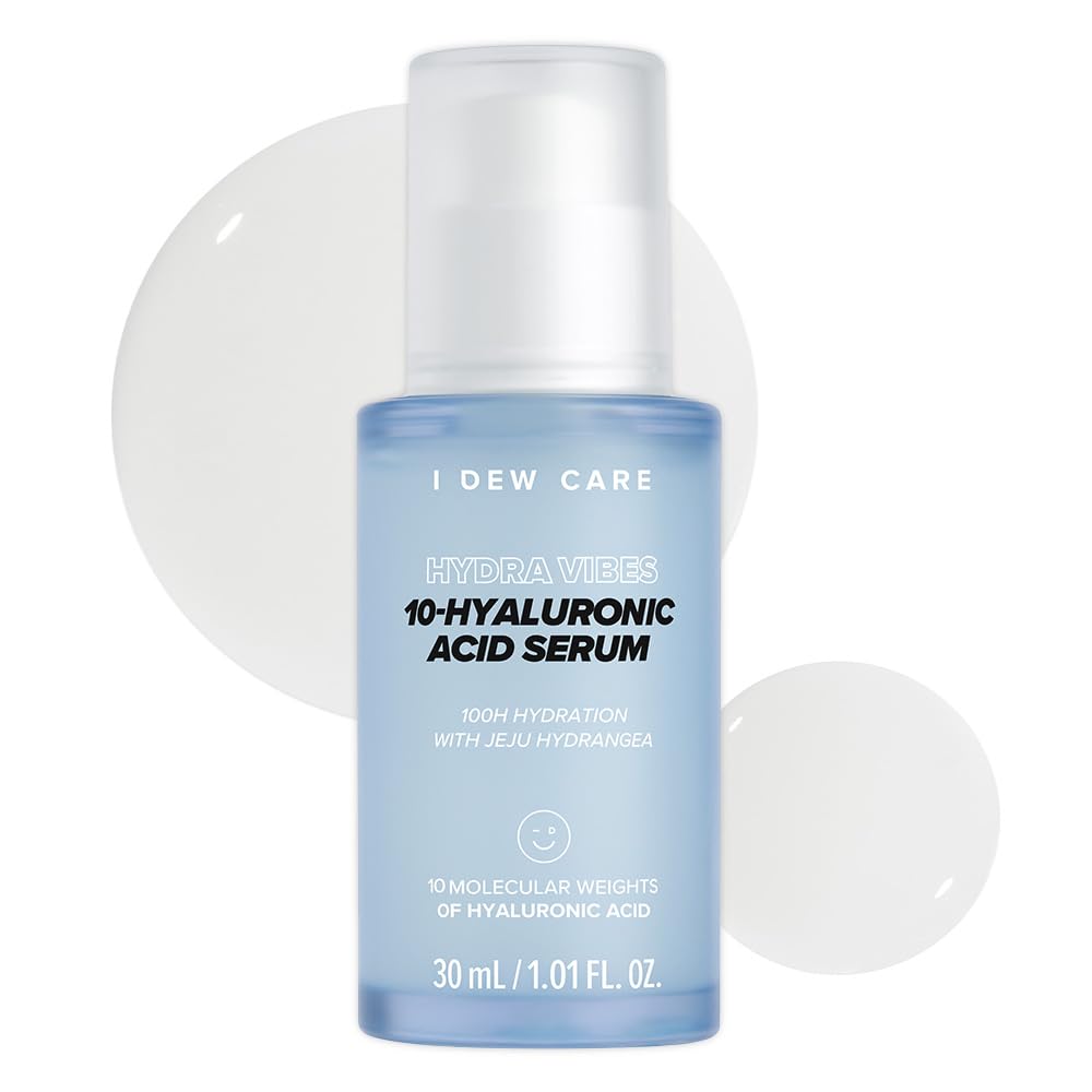 I DEW CARE Hydra Vibes serum bottle highlighting hydration for dry skin.