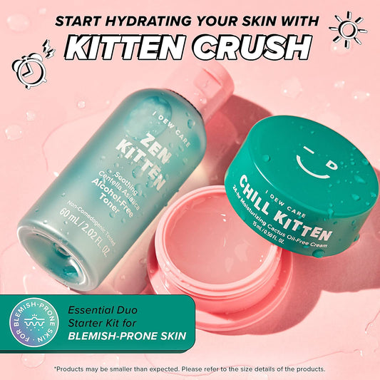 I Dew Care Kitten Crush travel set with prickly pear hydrates skin on the go.