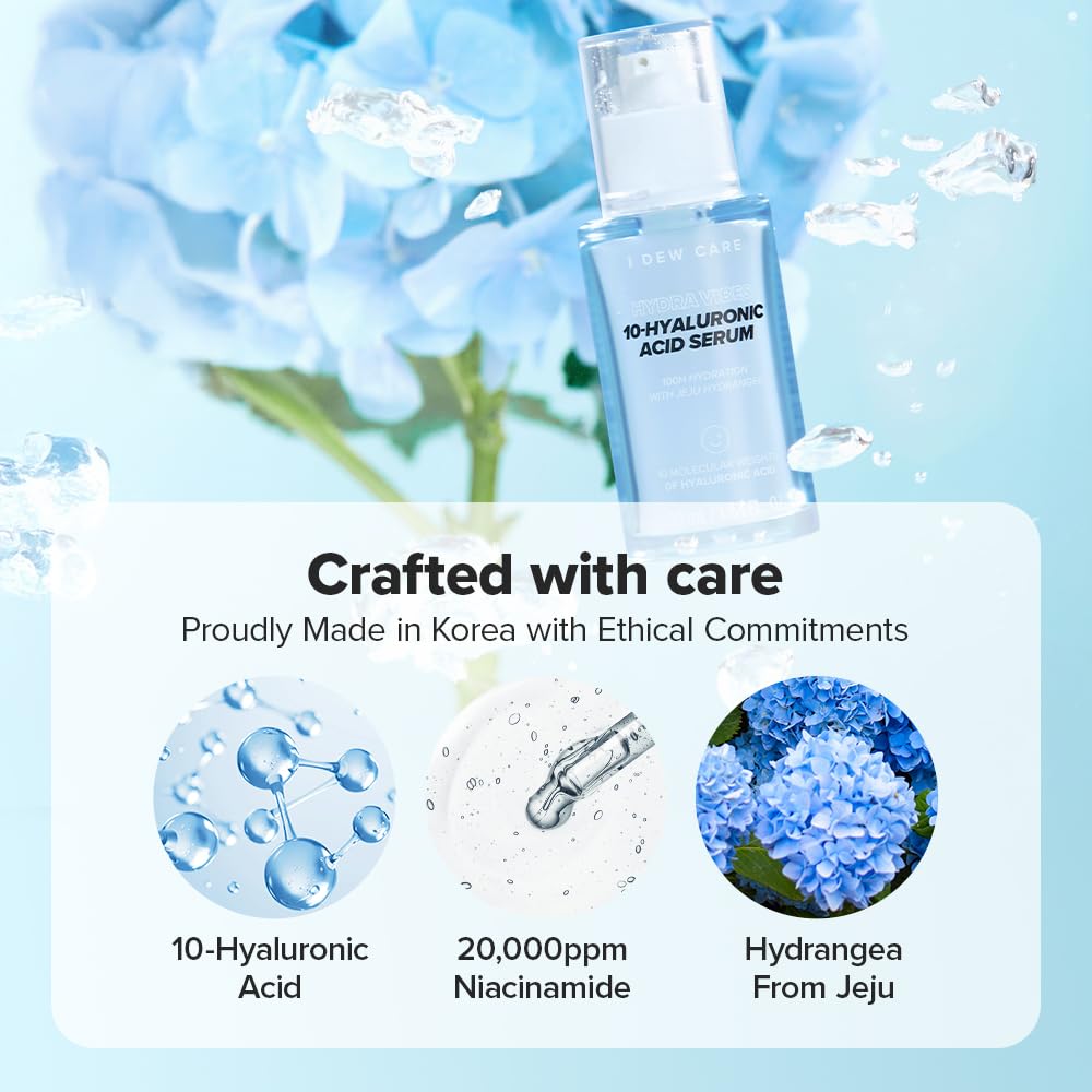 I DEW CARE close-up of lightweight, non-sticky serum texture.