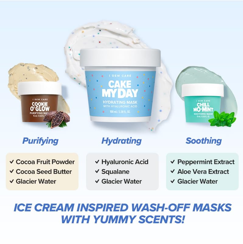 I DEW CARE Sundae Scoop Cookie O Glow mask purifies and soothes skin.