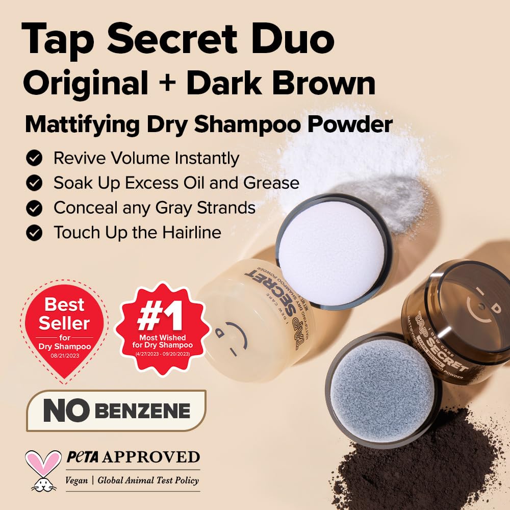 I DEW CARE Tap Secret Dark Brown dry shampoo tub for brunette hair refresh